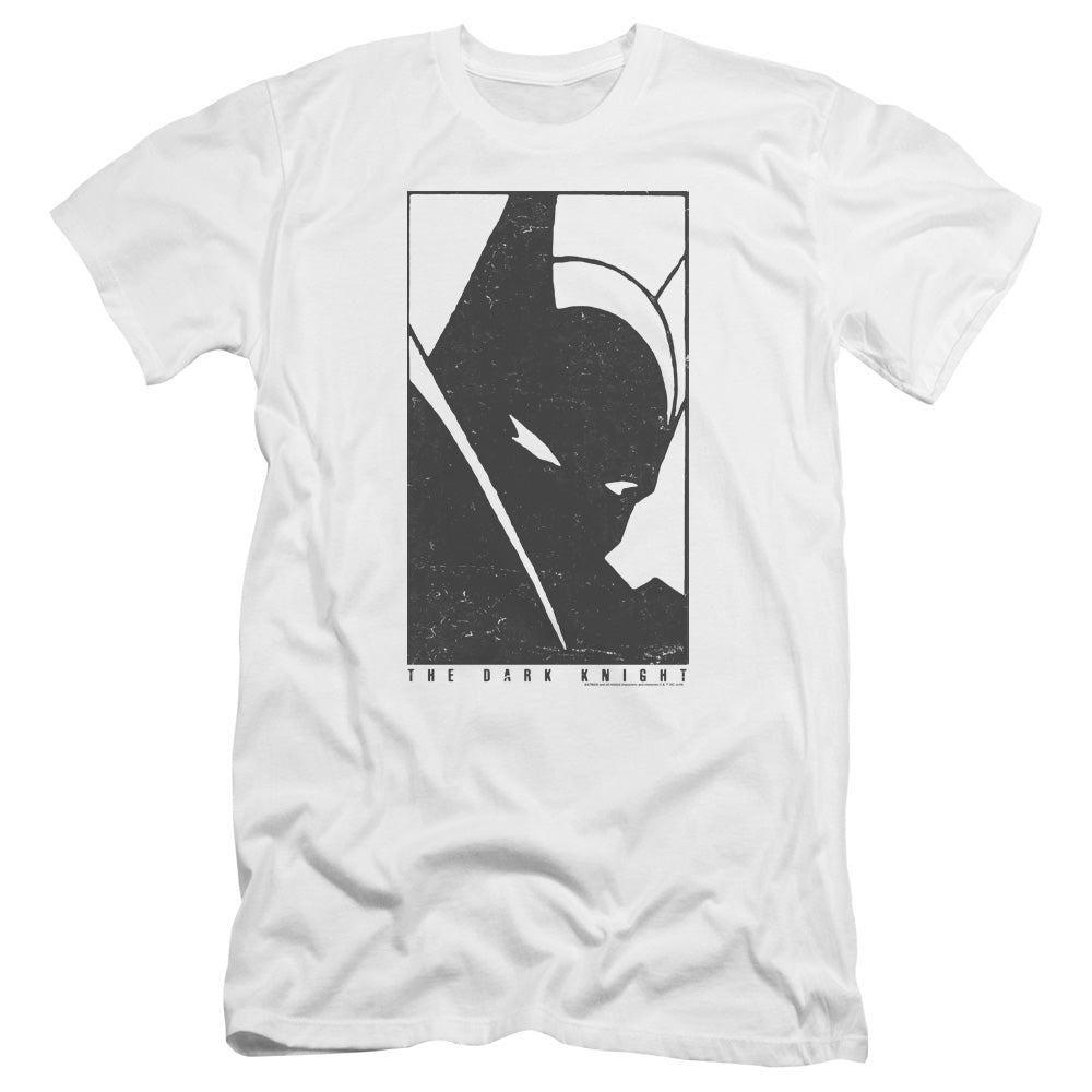 AN OFFCIALLY LICENSED BATMAN AN ICON MEN'S PREMIUM SLIM FIT T-SHIRT WHITE