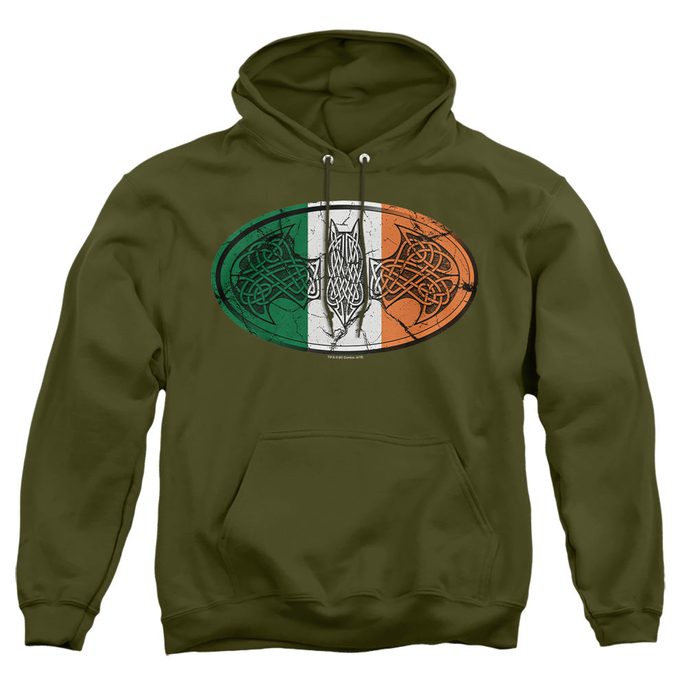 AN OFFCIALLY LICENSED BATMAN IRISH CELTIC SYMBOL ADULT UNISEX PULLOVER HOODIE MILITARY GREEN