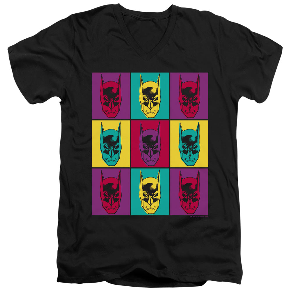 AN OFFCIALLY LICENSED BATMAN WARHOL BATMAN MEN'S V-NECK T-SHIRT BLACK