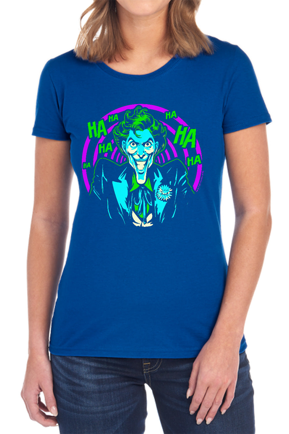 AN OFFCIALLY LICENSED BATMAN HAHAHA WOMEN'S REGULAR FIT T-SHIRT BLACK