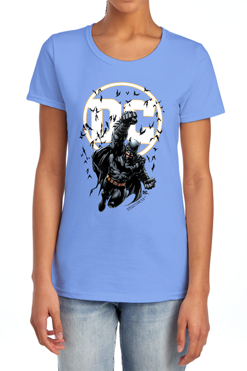 AN OFFCIALLY LICENSED BATMAN BATMAN DC WOMEN'S REGULAR FIT T-SHIRT CHARCOAL