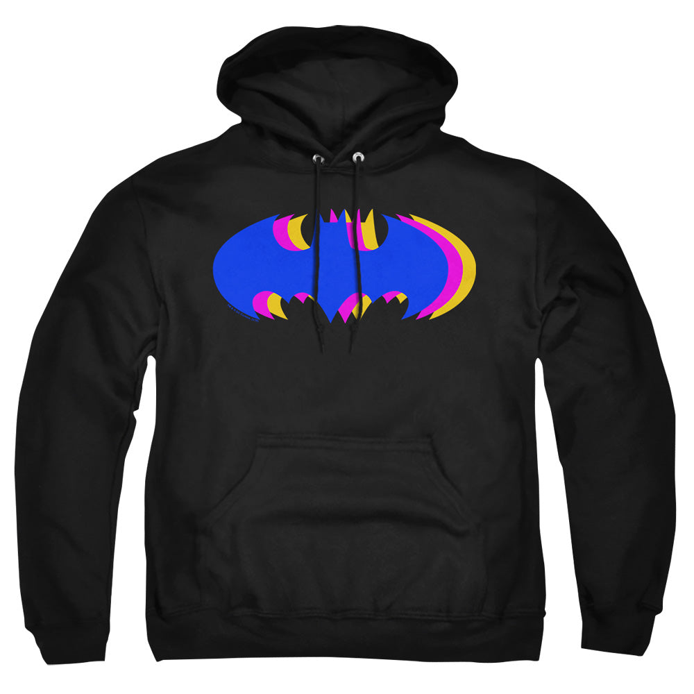 AN OFFCIALLY LICENSED BATMAN TRI COLORED SYMBOL ADULT UNISEX PULLOVER HOODIE BLACK