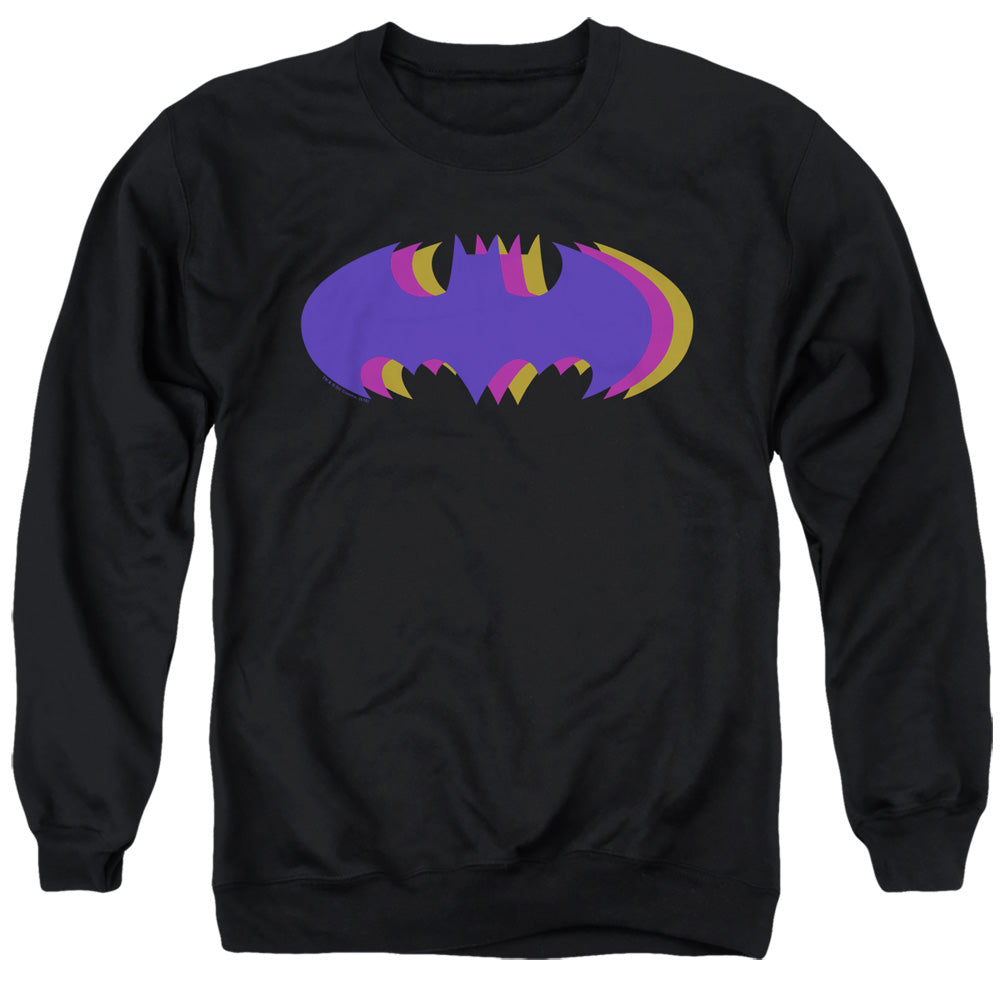 AN OFFCIALLY LICENSED BATMAN TRI COLORED SYMBOL ADULT UNISEX CREWNECK SWEATSHIRT BLACK