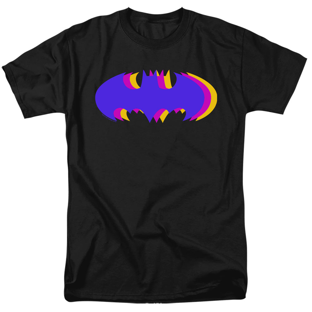 AN OFFCIALLY LICENSED BATMAN TRI COLORED SYMBOL MEN'S REGULAR FIT T-SHIRT BLACK