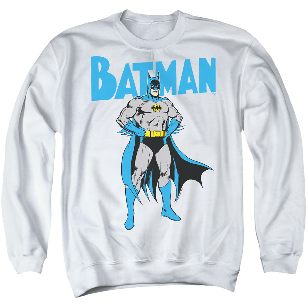 AN OFFCIALLY LICENSED BATMAN STANCE ADULT UNISEX CREWNECK SWEATSHIRT WHITE