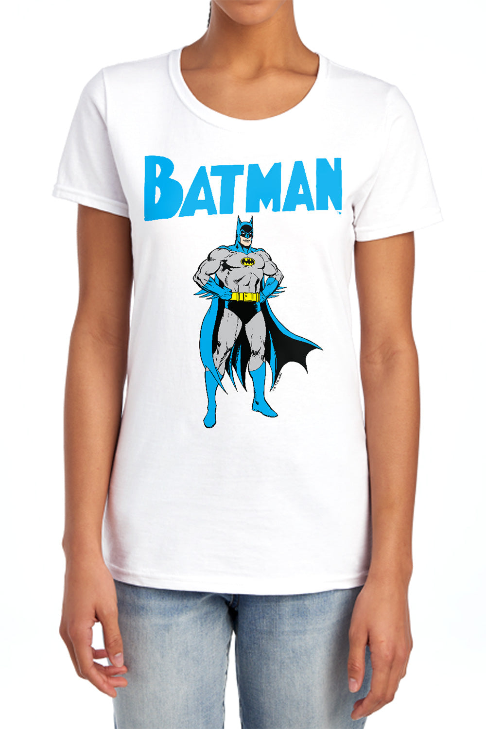 AN OFFCIALLY LICENSED BATMAN STANCE WOMEN'S REGULAR FIT T-SHIRT WHITE