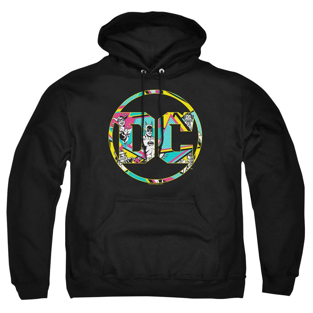 AN OFFCIALLY LICENSED BATMAN 80S BAT LOGO ADULT UNISEX PULLOVER HOODIE BLACK