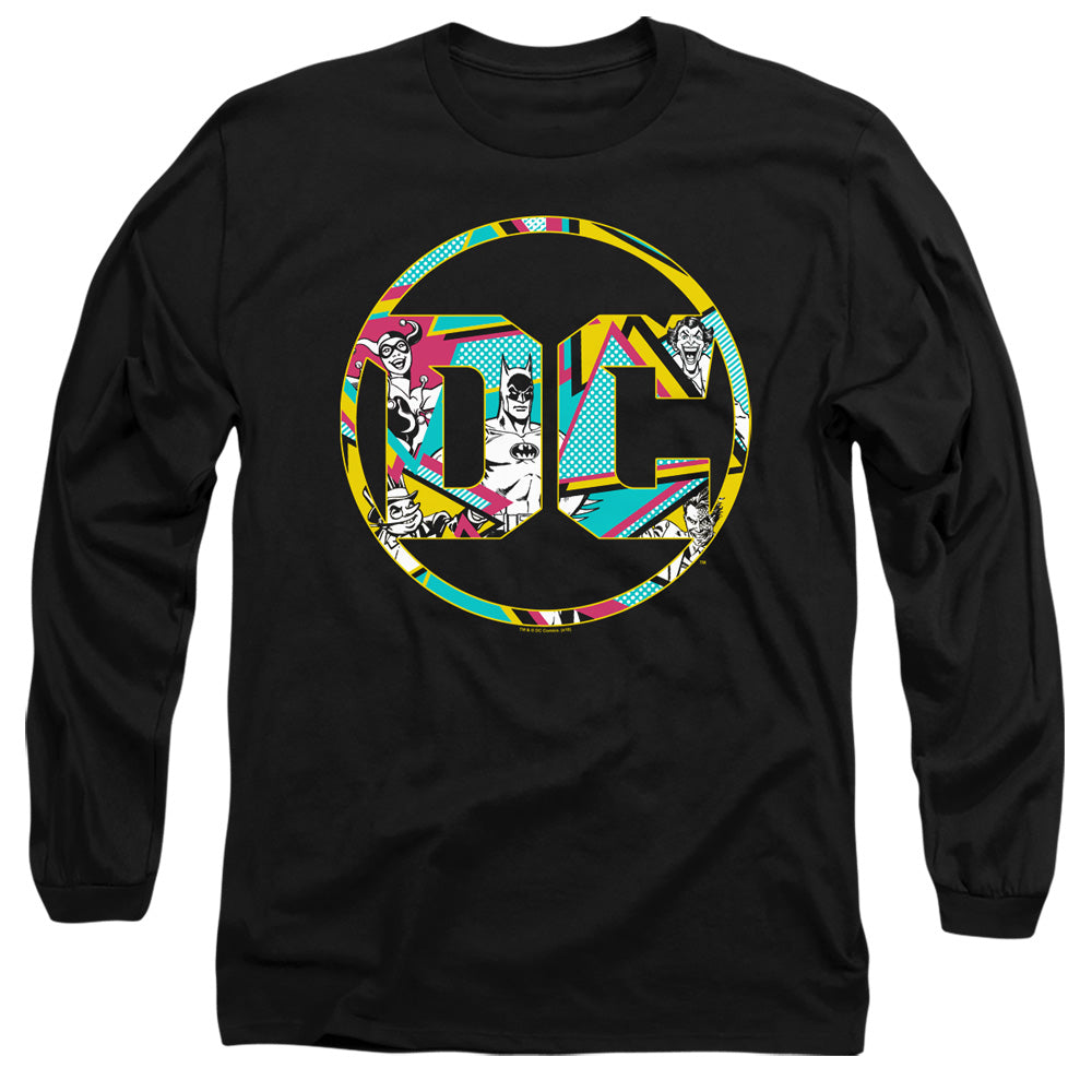AN OFFCIALLY LICENSED BATMAN 80S BAT LOGO MEN'S LONG SLEEVE T-SHIRT BLACK