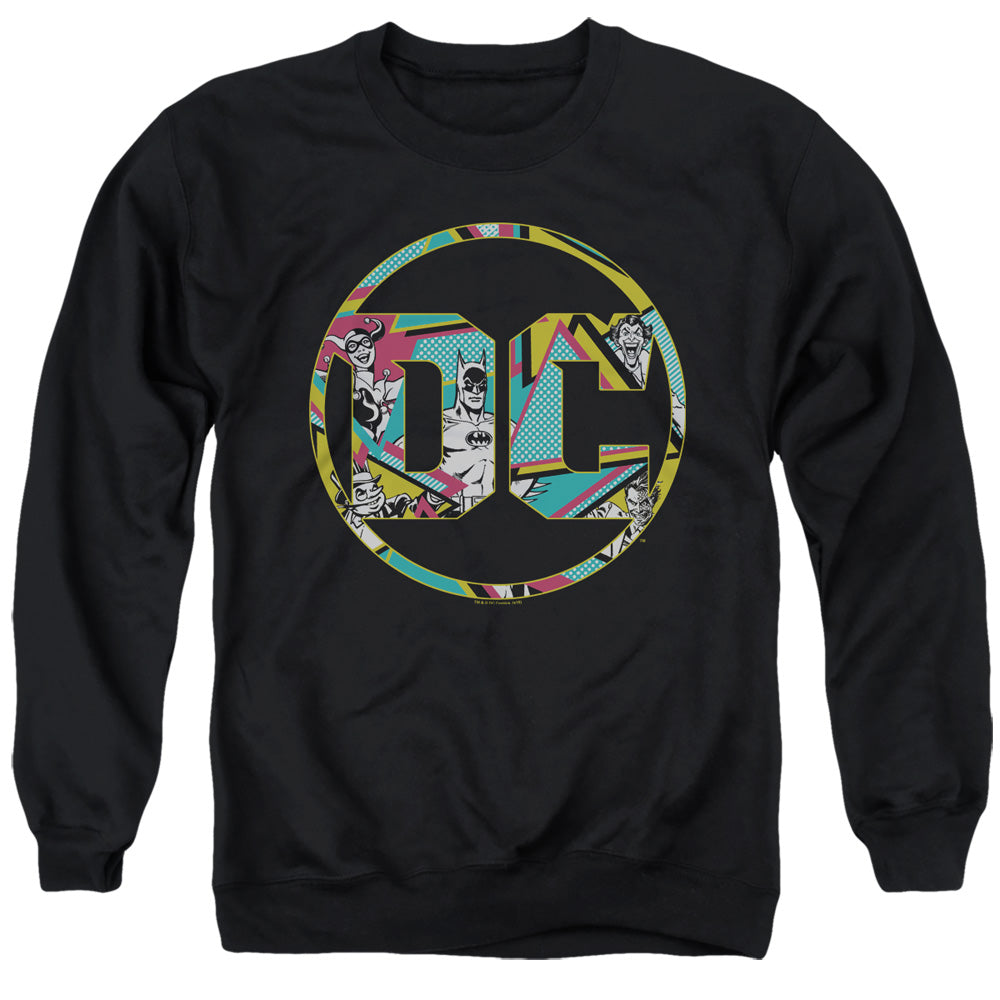 AN OFFCIALLY LICENSED BATMAN 80S BAT LOGO ADULT UNISEX CREWNECK SWEATSHIRT BLACK