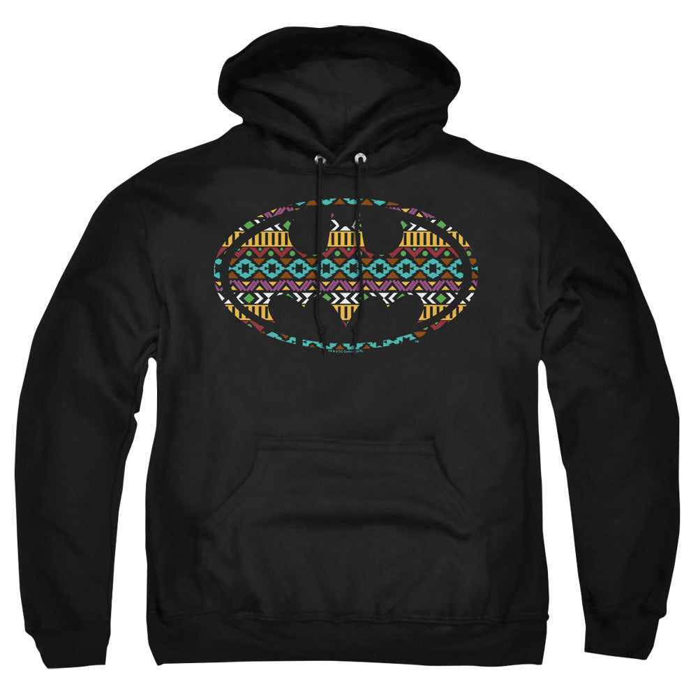 AN OFFCIALLY LICENSED BATMAN AZTEC FILL ADULT UNISEX PULLOVER HOODIE BLACK