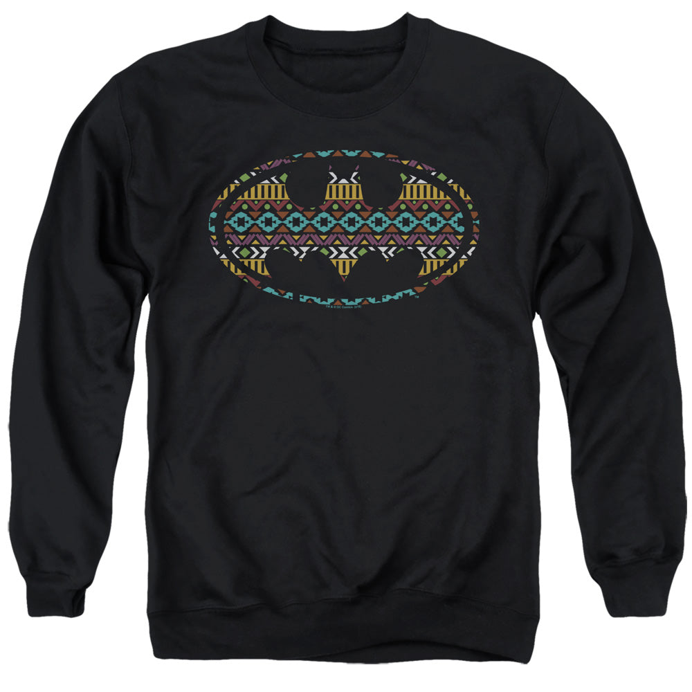 AN OFFCIALLY LICENSED BATMAN AZTEC FILL ADULT UNISEX CREWNECK SWEATSHIRT BLACK
