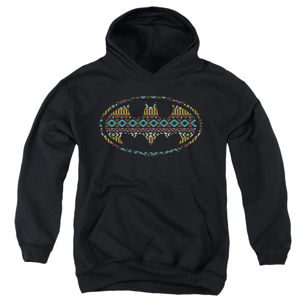 AN OFFCIALLY LICENSED BATMAN AZTEC FILL YOUTH HOODIE BLACK