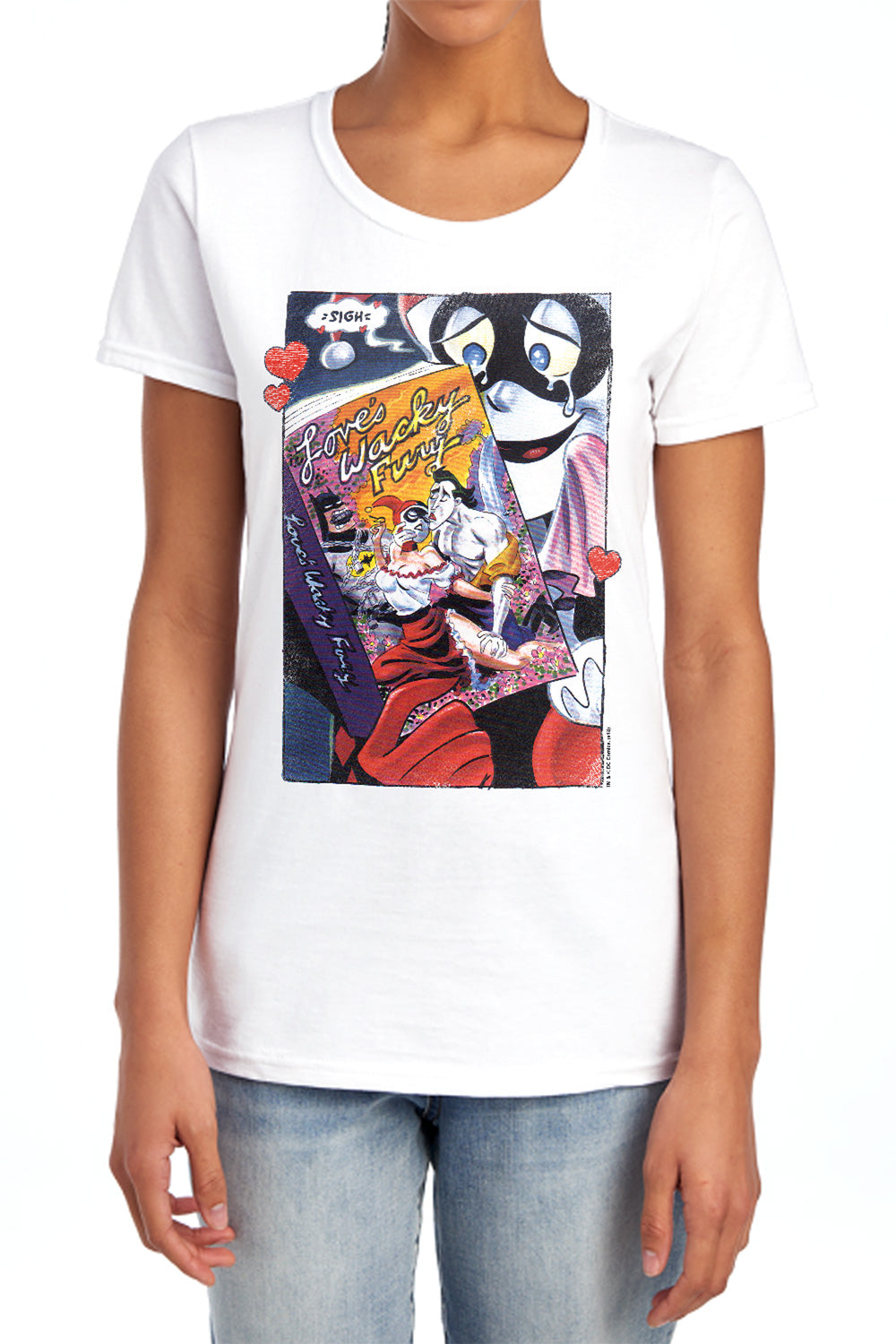 AN OFFCIALLY LICENSED BATMAN LOVES WACKY FURY WOMEN'S REGULAR FIT T-SHIRT WHITE