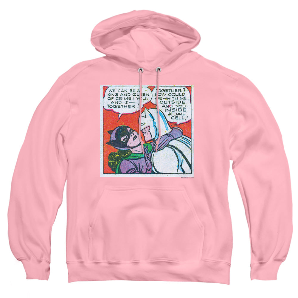 AN OFFCIALLY LICENSED BATMAN JAIL CELL ADULT UNISEX PULLOVER HOODIE PINK