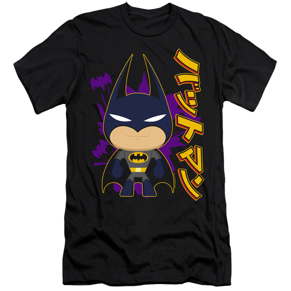 AN OFFCIALLY LICENSED BATMAN CUTE KANJI MEN'S PREMIUM SLIM FIT T-SHIRT BLACK