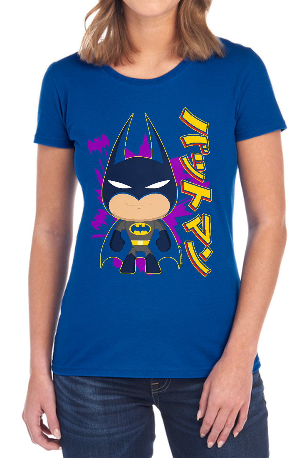AN OFFCIALLY LICENSED BATMAN CUTE KANJI WOMEN'S REGULAR FIT T-SHIRT BLACK