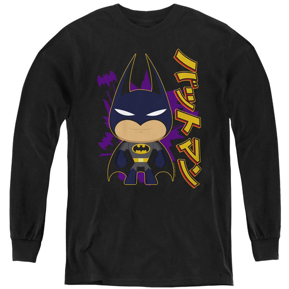 AN OFFCIALLY LICENSED BATMAN CUTE KANJI YOUTH LONG SLEEVE T-SHIRT BLACK