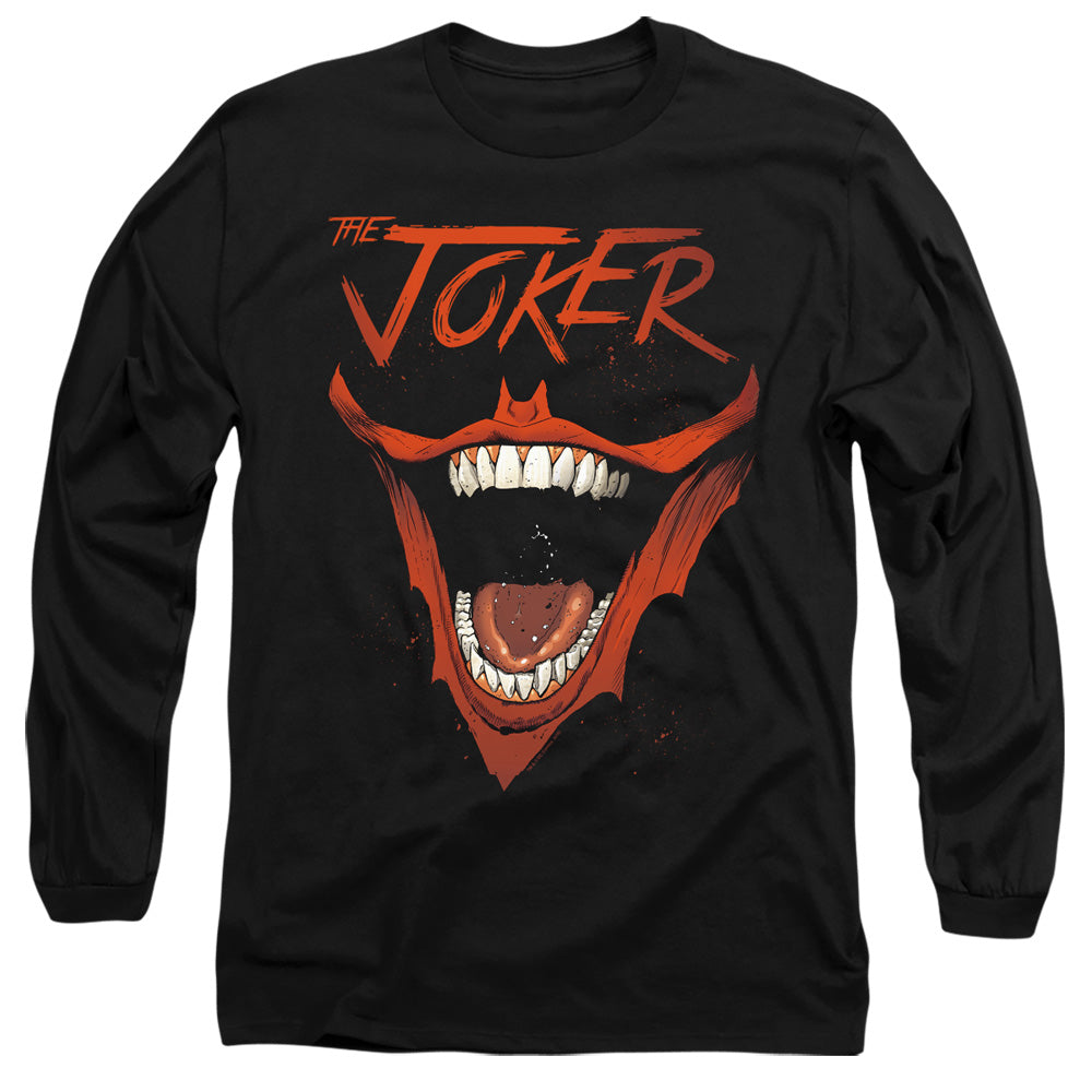 AN OFFCIALLY LICENSED BATMAN JOKER BAT LAUGH MEN'S LONG SLEEVE T-SHIRT BLACK