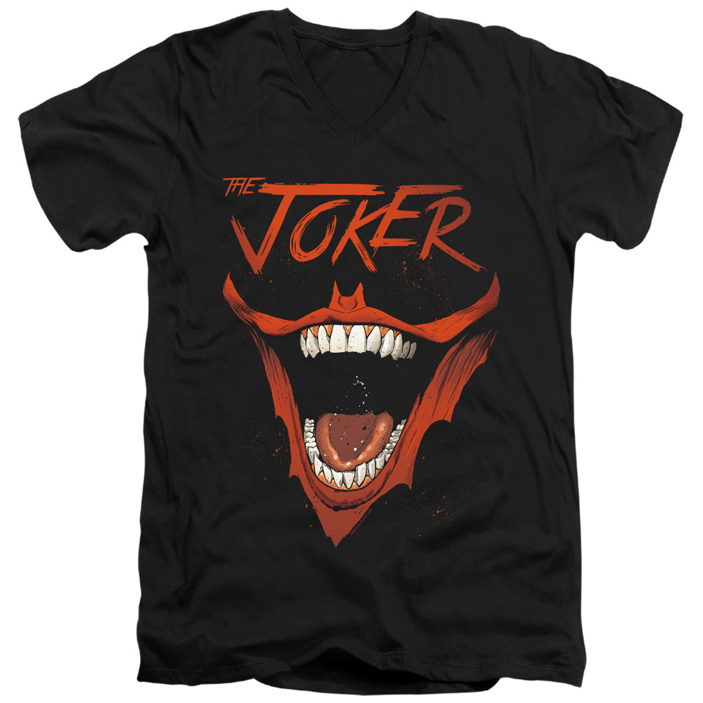AN OFFCIALLY LICENSED BATMAN JOKER BAT LAUGH MEN'S V-NECK T-SHIRT BLACK