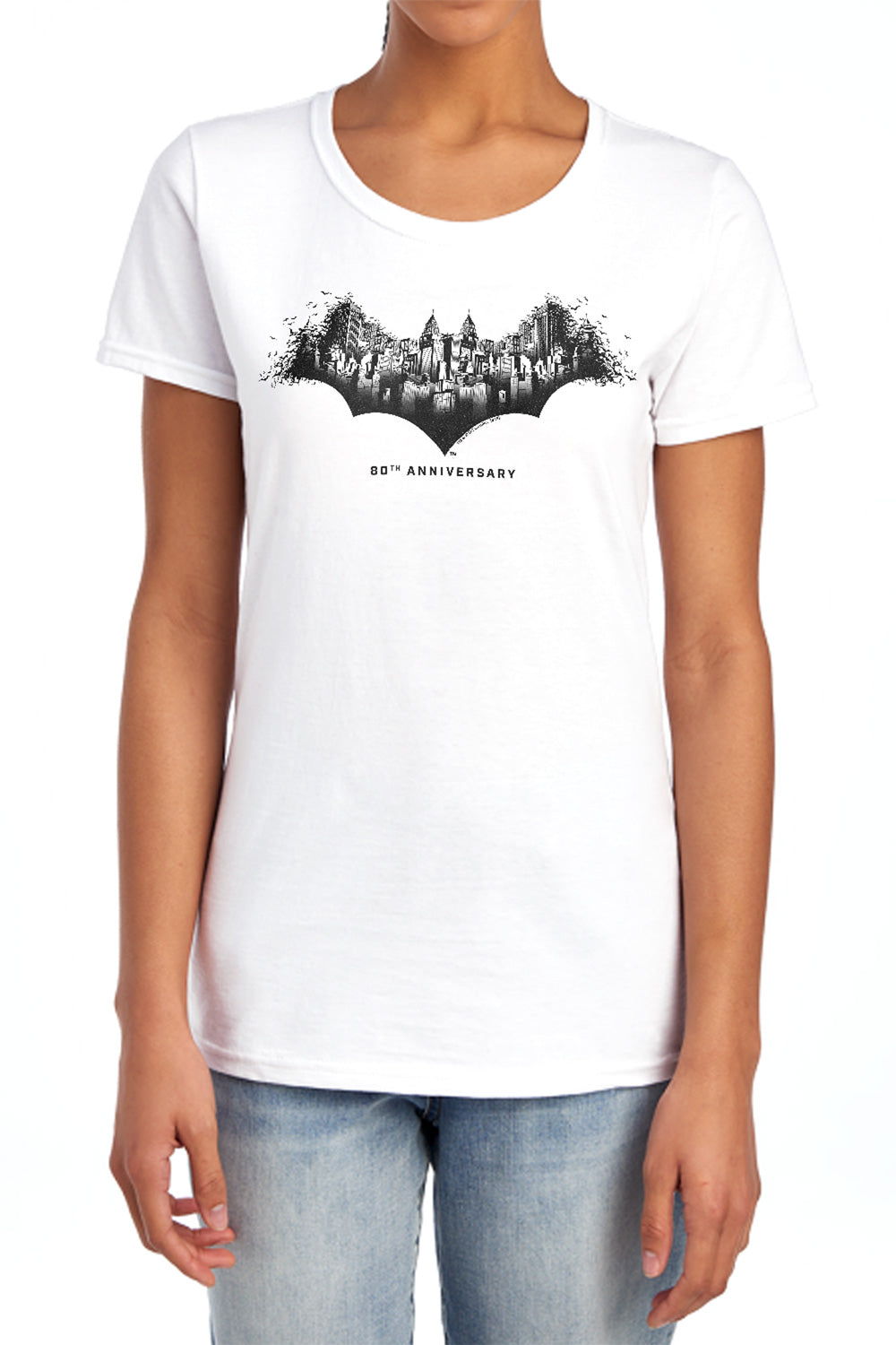 AN OFFCIALLY LICENSED BATMAN GOTHAM SHIELD WOMEN'S REGULAR FIT T-SHIRT ATHLETIC HEATHER