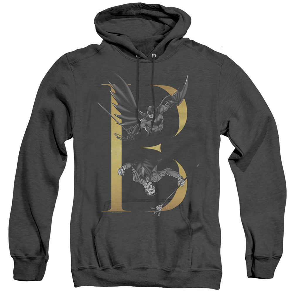 AN OFFCIALLY LICENSED BATMAN B ADULT UNISEX HEATHER PULLOVER HOODIE BLACK