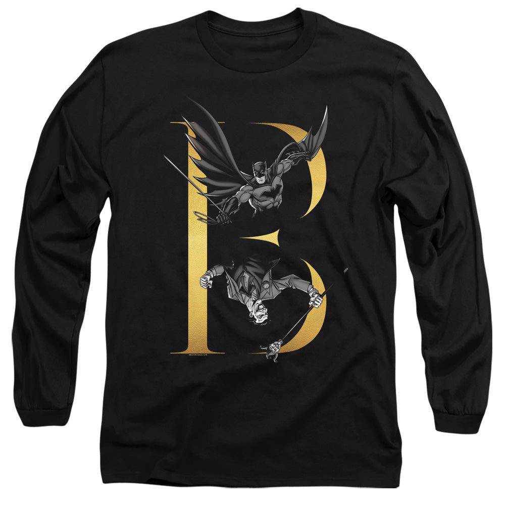 AN OFFCIALLY LICENSED BATMAN B MEN'S LONG SLEEVE T-SHIRT BLACK