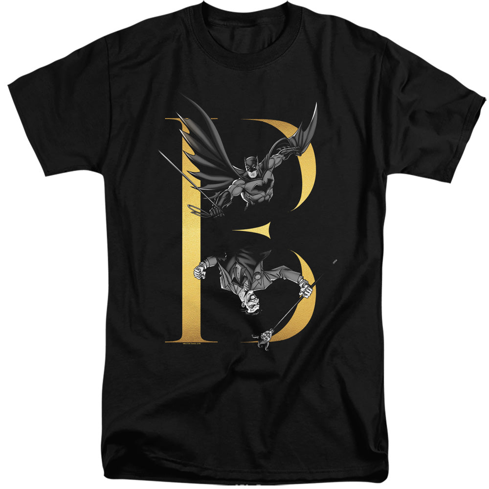 AN OFFCIALLY LICENSED BATMAN B MEN'S TALL FIT T-SHIRT BLACK