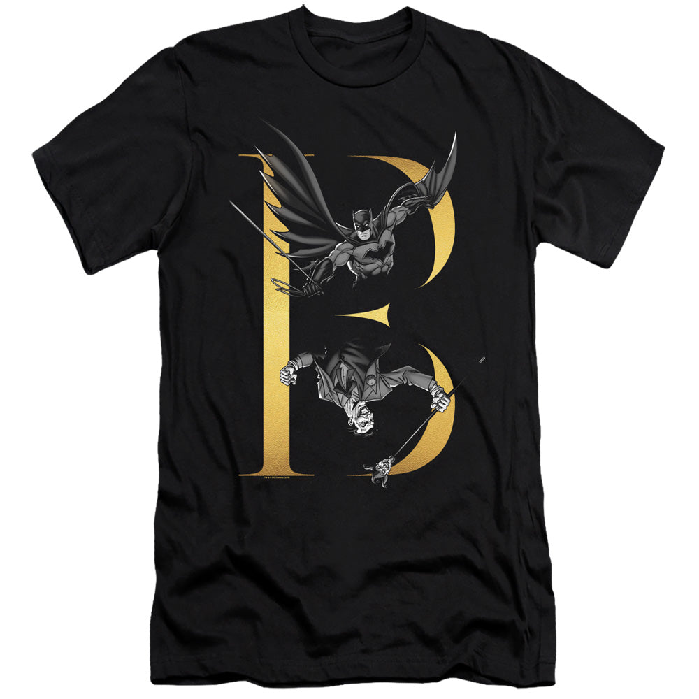 AN OFFCIALLY LICENSED BATMAN B MEN'S PREMIUM SLIM FIT T-SHIRT BLACK