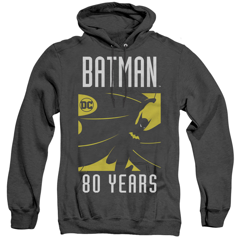 AN OFFCIALLY LICENSED BATMAN SILHOUETTE ADULT UNISEX HEATHER PULLOVER HOODIE BLACK