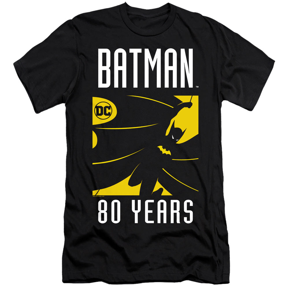 AN OFFCIALLY LICENSED BATMAN SILHOUETTE MEN'S PREMIUM SLIM FIT T-SHIRT BLACK