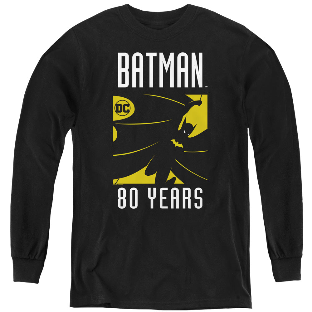 AN OFFCIALLY LICENSED BATMAN SILHOUETTE YOUTH LONG SLEEVE T-SHIRT BLACK