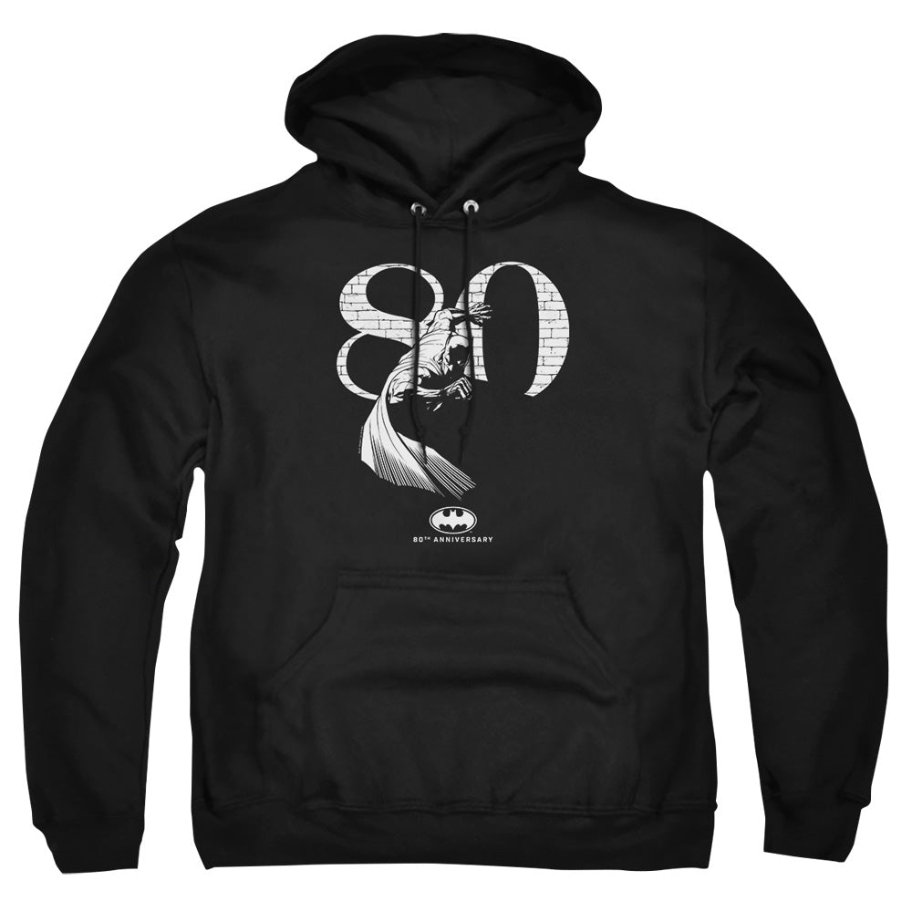 AN OFFCIALLY LICENSED BATMAN 80 WALL ADULT UNISEX PULLOVER HOODIE BLACK