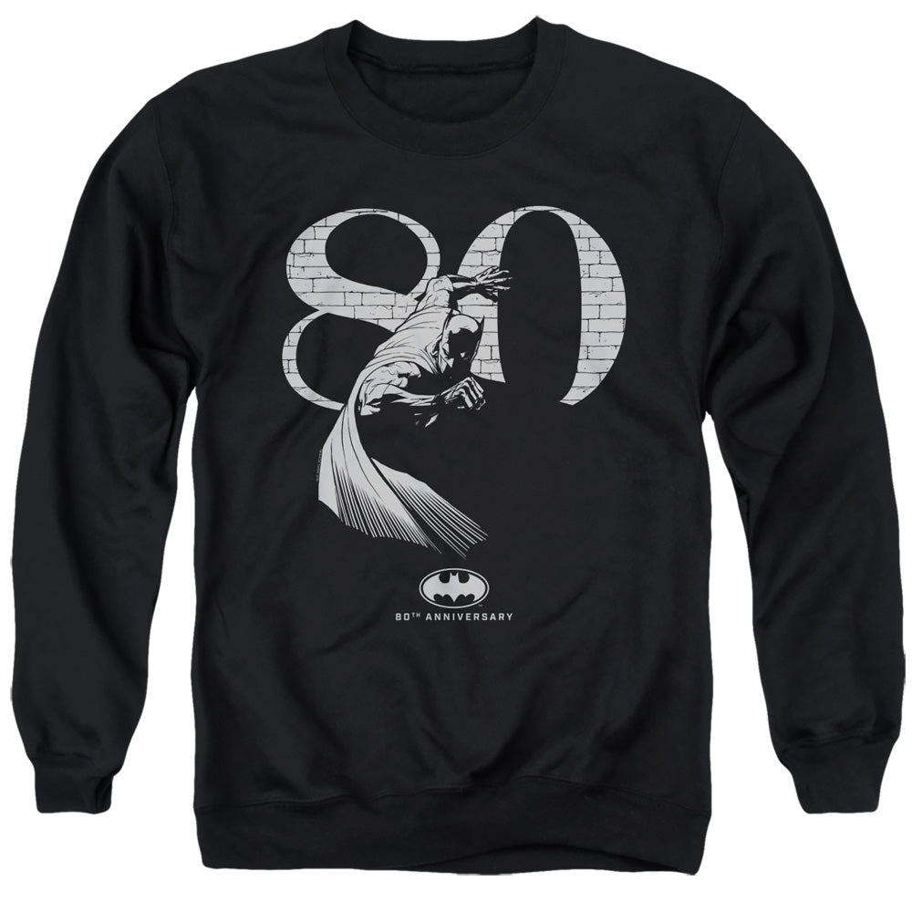 AN OFFCIALLY LICENSED BATMAN 80 WALL ADULT UNISEX CREWNECK SWEATSHIRT BLACK