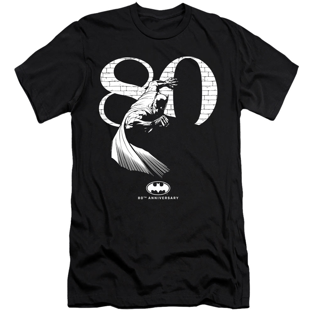 AN OFFCIALLY LICENSED BATMAN 80 WALL MEN'S PREMIUM SLIM FIT T-SHIRT BLACK