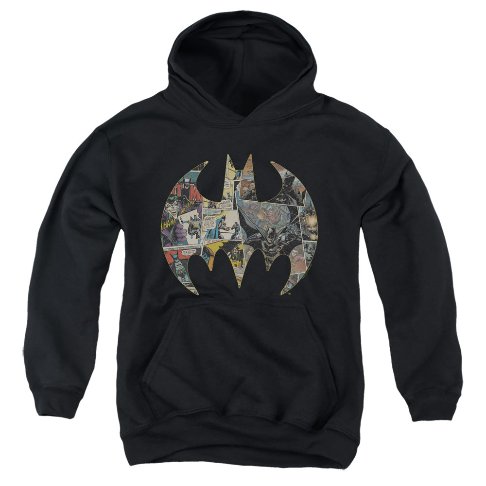 AN OFFCIALLY LICENSED BATMAN COLLAGE SHIELD YOUTH HOODIE BLACK