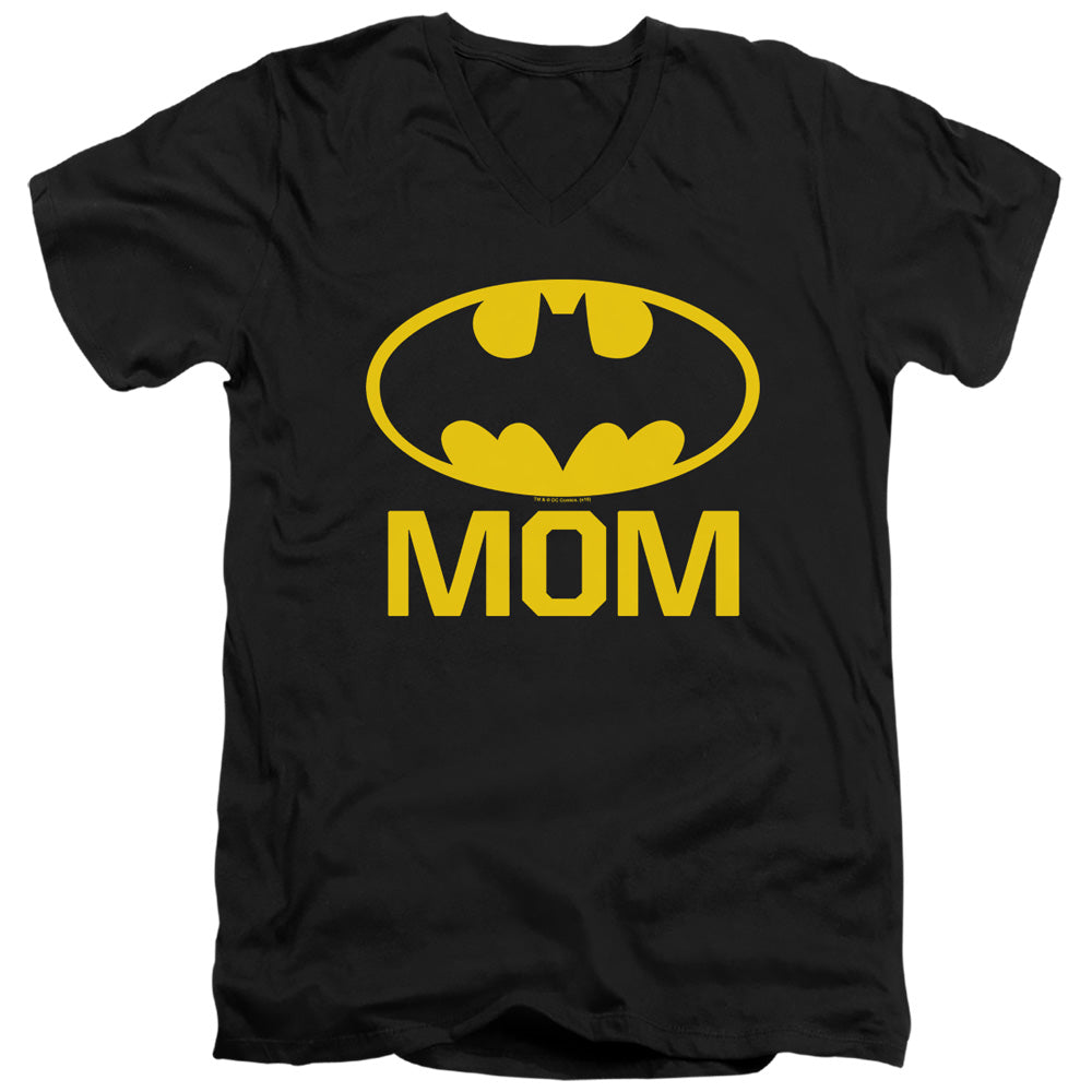 AN OFFCIALLY LICENSED BATMAN BAT MOM MEN'S V-NECK T-SHIRT BLACK