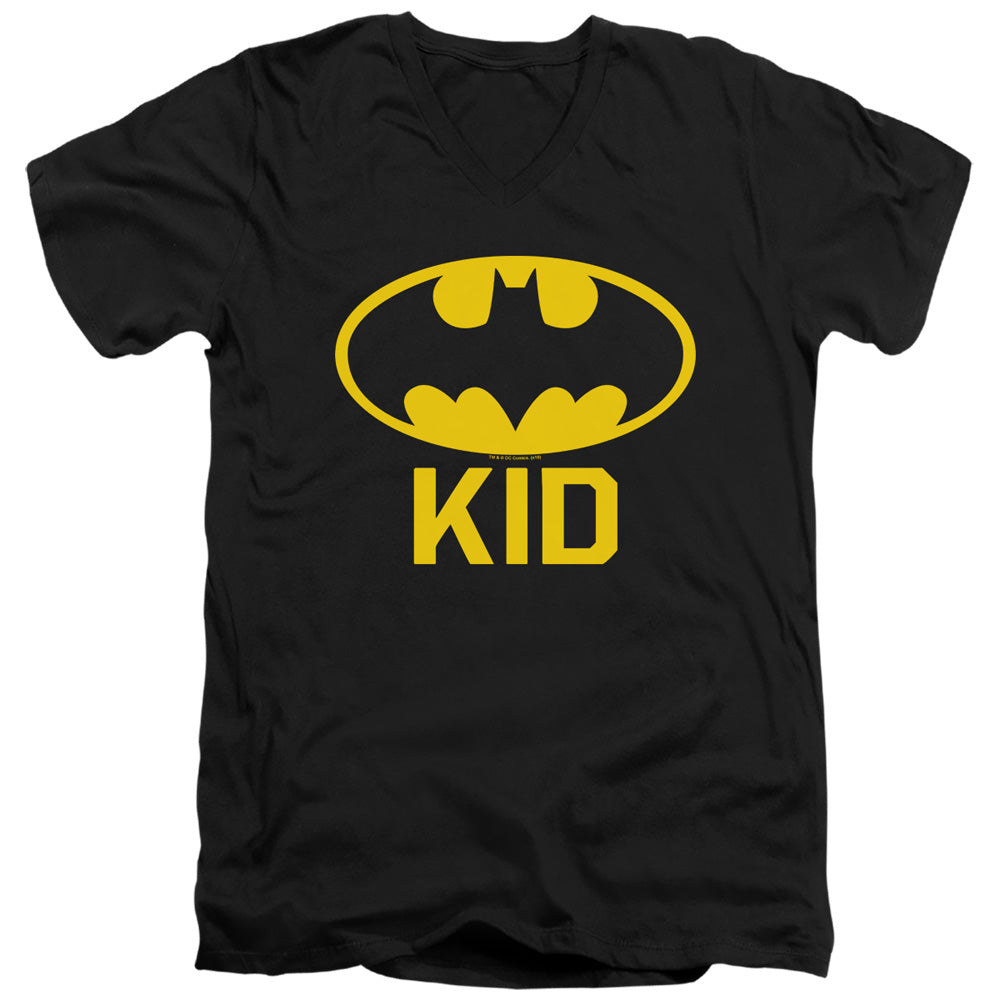 AN OFFCIALLY LICENSED BATMAN BAT KID MEN'S V-NECK T-SHIRT BLACK