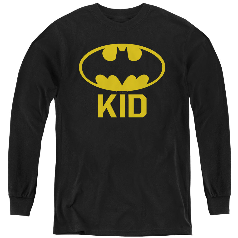 AN OFFCIALLY LICENSED BATMAN BAT KID YOUTH LONG SLEEVE T-SHIRT BLACK