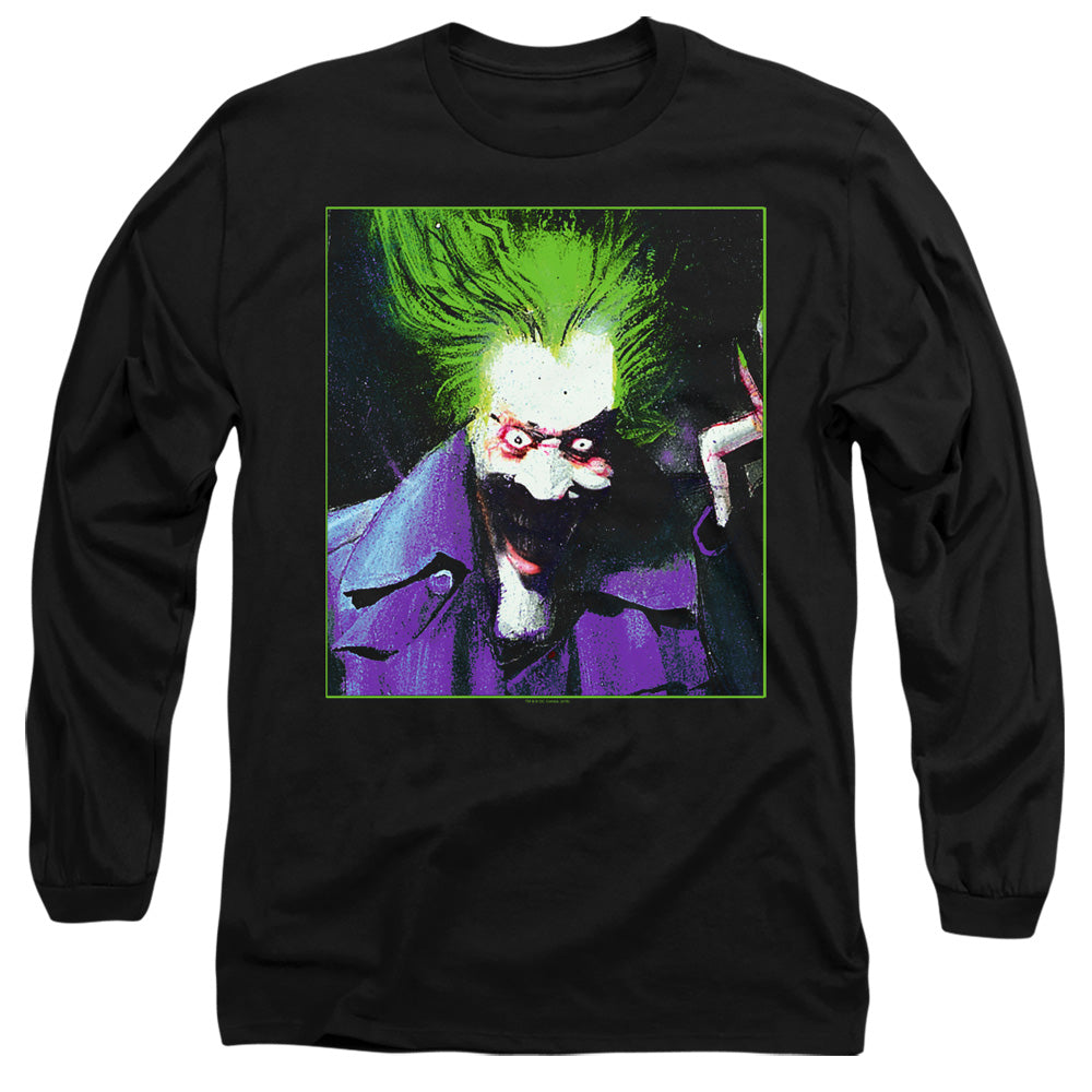AN OFFCIALLY LICENSED BATMAN ARKHAM ASYLUM JOKER MEN'S LONG SLEEVE T-SHIRT BLACK