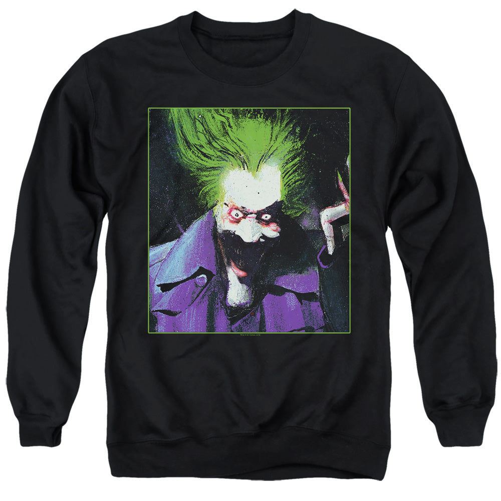 AN OFFCIALLY LICENSED BATMAN ARKHAM ASYLUM JOKER ADULT UNISEX CREWNECK SWEATSHIRT BLACK