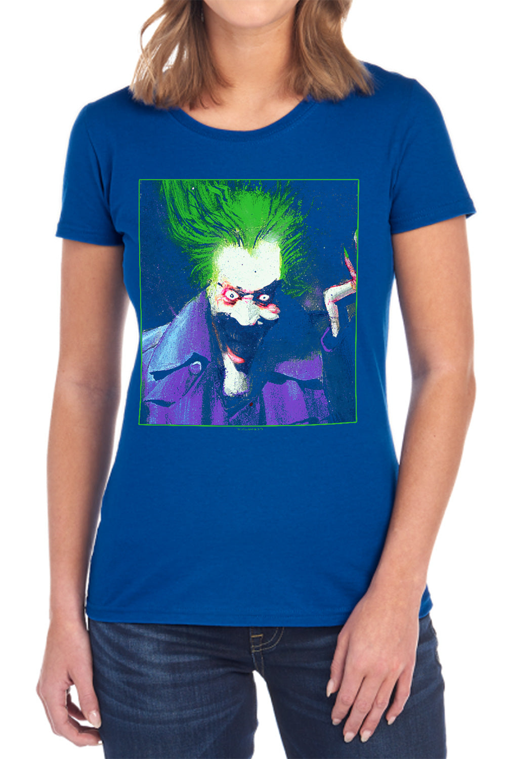 AN OFFCIALLY LICENSED BATMAN ARKHAM ASYLUM JOKER WOMEN'S REGULAR FIT T-SHIRT BLACK