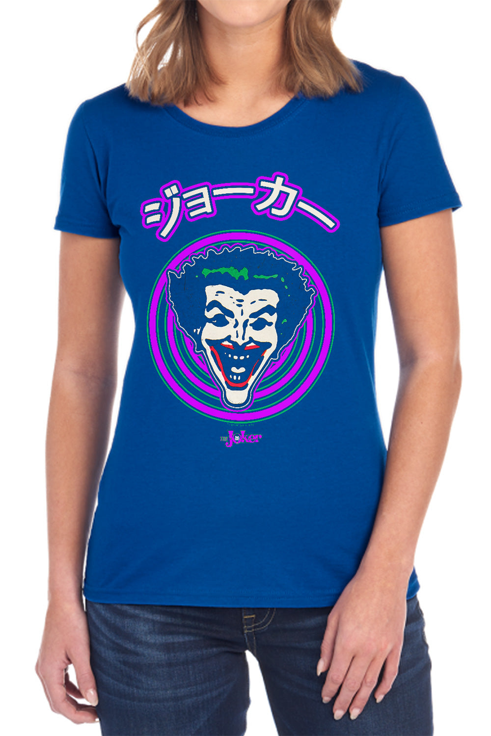 AN OFFCIALLY LICENSED BATMAN FACE SPIRAL WOMEN'S REGULAR FIT T-SHIRT BLACK