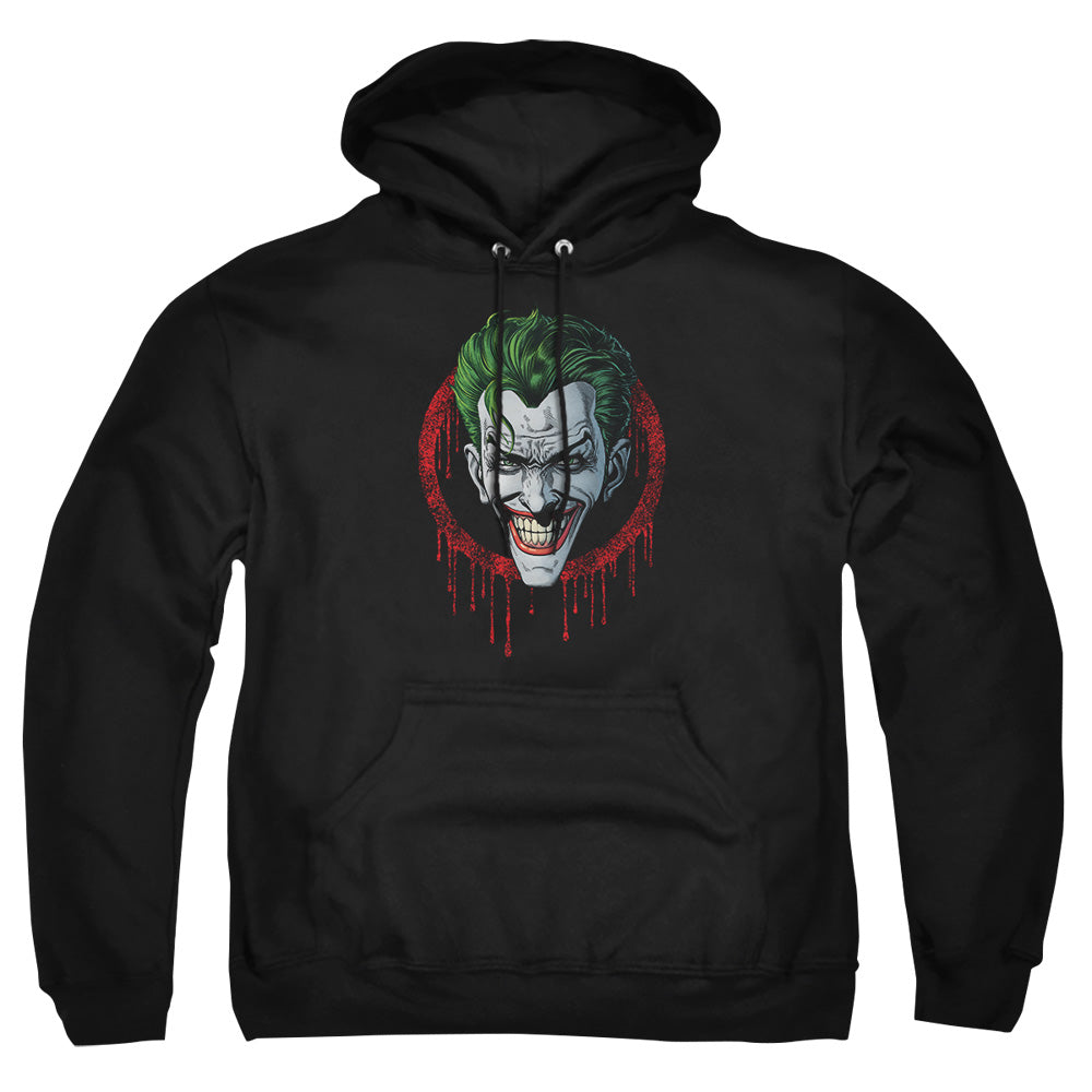 AN OFFCIALLY LICENSED BATMAN JOKER DRIP ADULT UNISEX PULLOVER HOODIE BLACK
