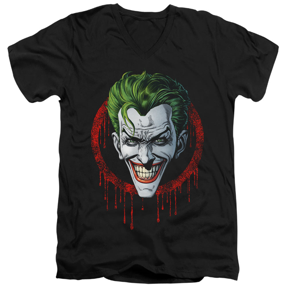 AN OFFCIALLY LICENSED BATMAN JOKER DRIP MEN'S V-NECK T-SHIRT BLACK