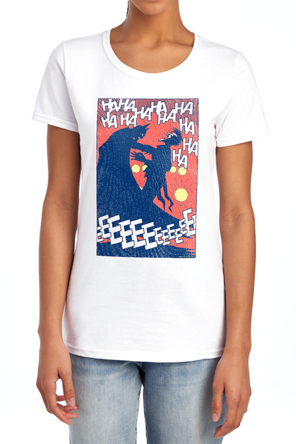 AN OFFCIALLY LICENSED BATMAN PUNCHLINE WOMEN'S REGULAR FIT T-SHIRT WHITE