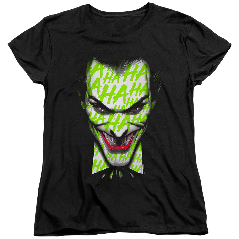 AN OFFCIALLY LICENSED BATMAN HA HA SMILE WOMEN'S REGULAR FIT T-SHIRT BLACK
