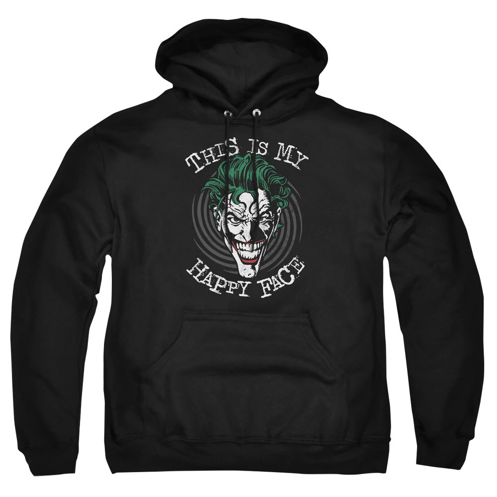 AN OFFCIALLY LICENSED BATMAN MANIACAL SPIRAL ADULT UNISEX PULLOVER HOODIE BLACK