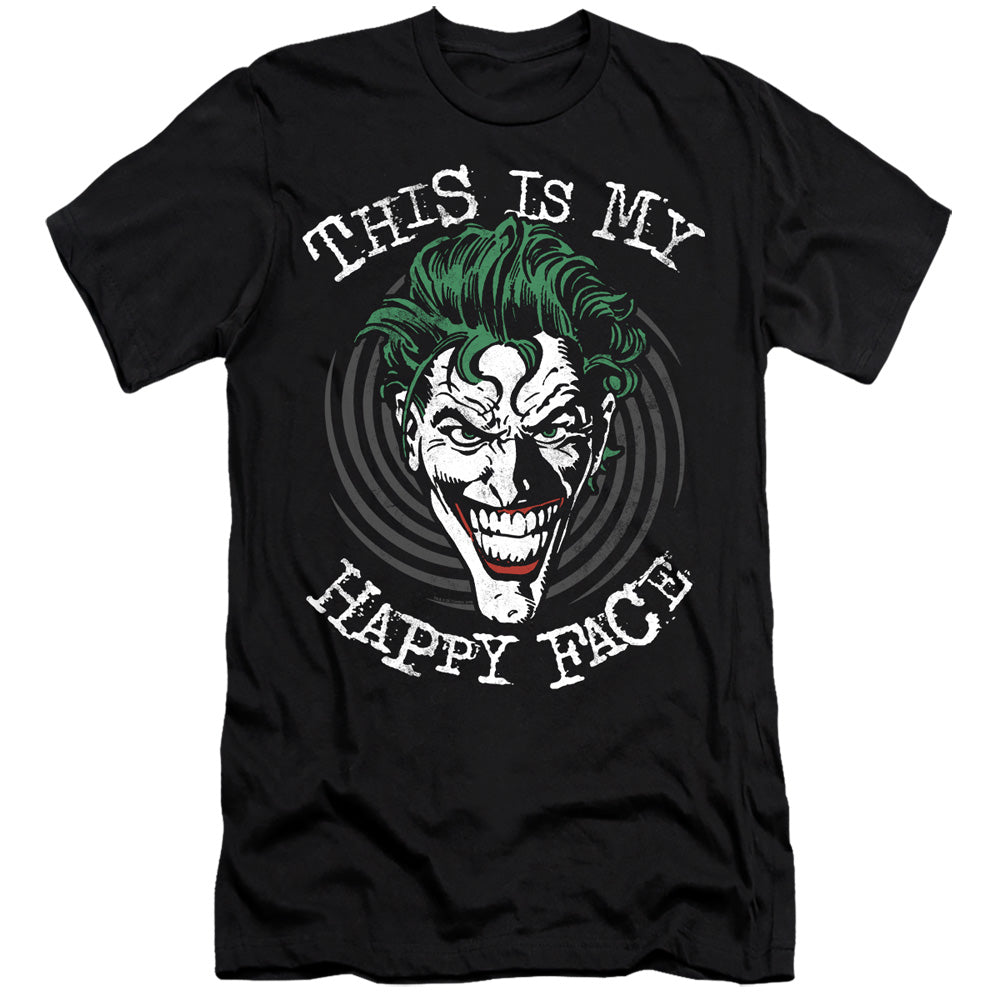 AN OFFCIALLY LICENSED BATMAN MANIACAL SPIRAL MEN'S PREMIUM SLIM FIT T-SHIRT BLACK