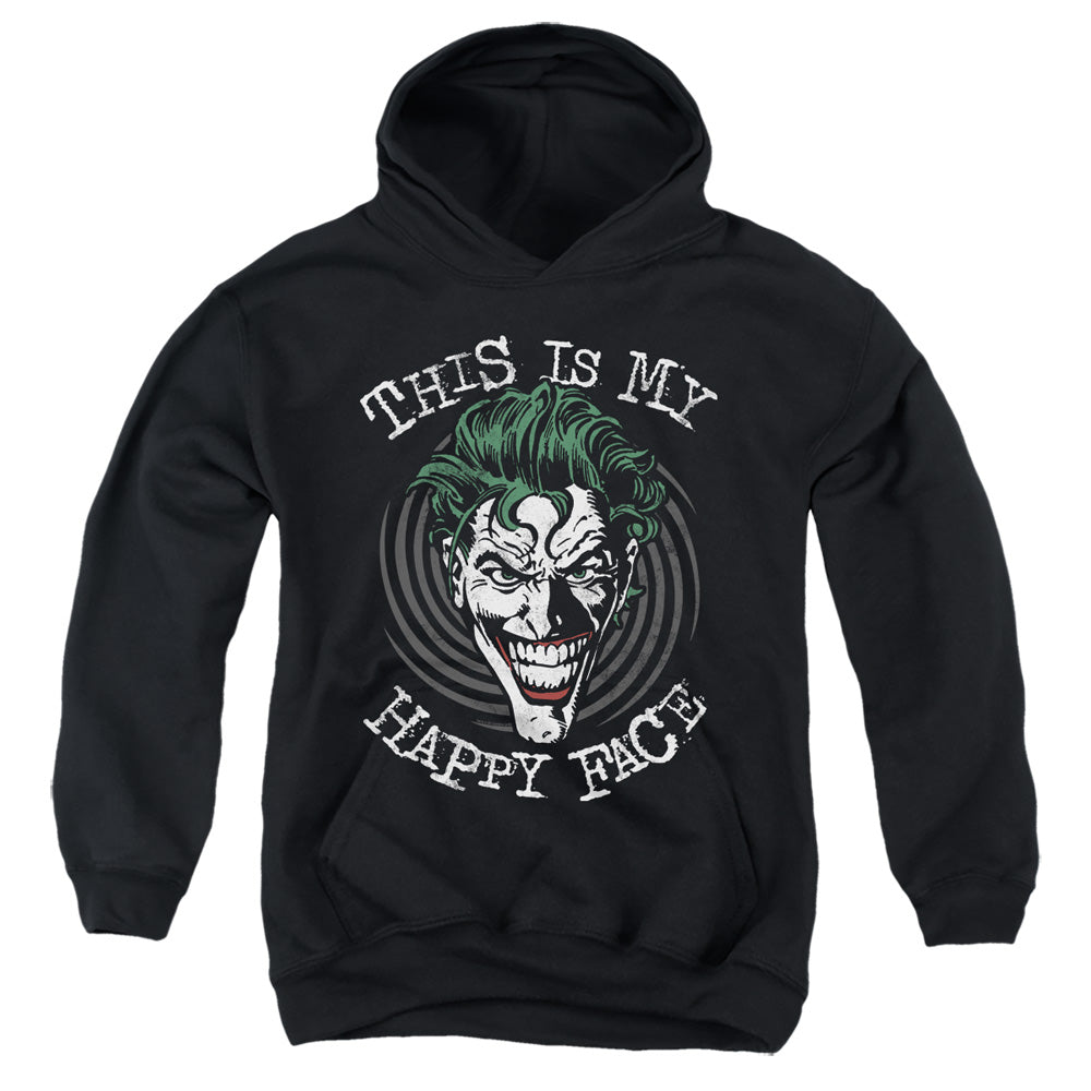 AN OFFCIALLY LICENSED BATMAN MANIACAL SPIRAL YOUTH HOODIE BLACK
