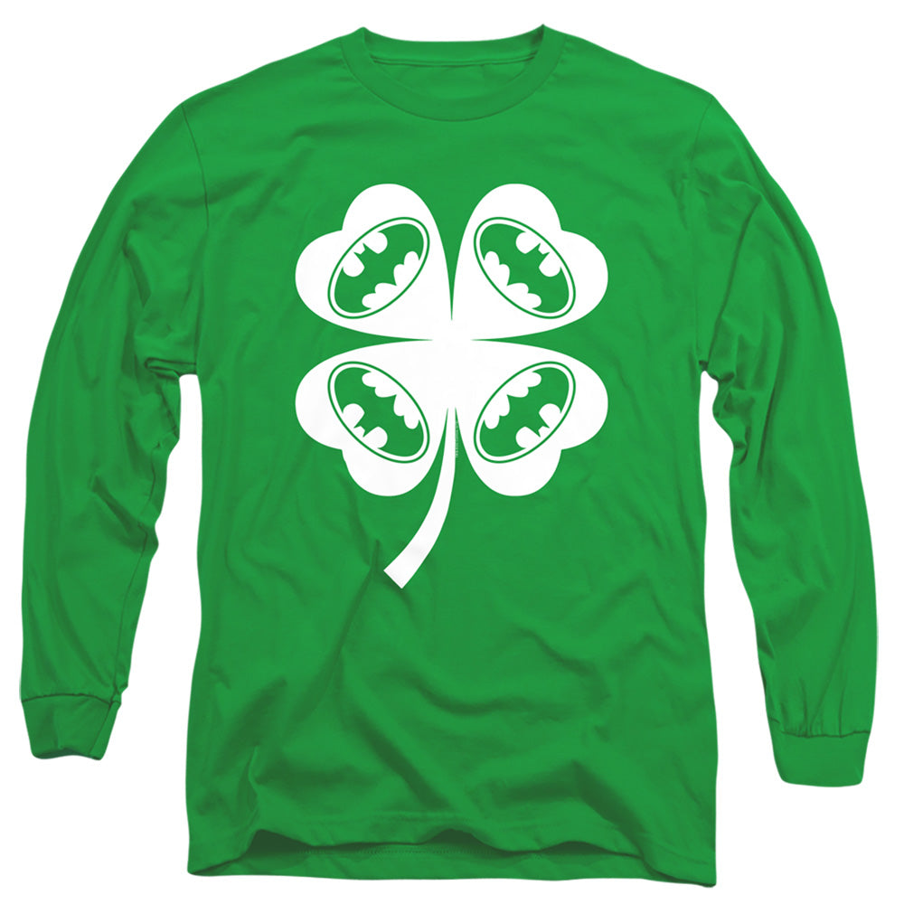 AN OFFCIALLY LICENSED BATMAN BAT CLOVER MEN'S LONG SLEEVE T-SHIRT KELLY GREEN
